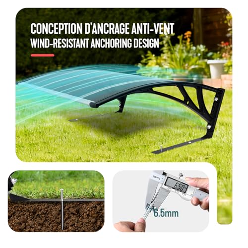 VOUNOT® Robotic Lawnmower Garage 104x80x50 cm, Outdoor Weatherproof Shelter with Metal Legs, Rigid Roof Protection, Grey - Image 4