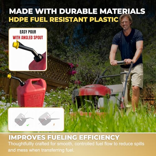 Mr Yellow Cap Gas Can Spout Replacement Old Style For 𝐎𝐥𝐝 𝐒𝐭𝐲𝐥𝐞 𝐁𝐥𝐢𝐭𝐳 𝐂𝐨𝐧𝐭𝐚𝐢𝐧𝐞𝐫𝐬 𝐎𝐍𝐋𝐘 - 4 Gas Can Nozzle Replacement, 4 Gas Caps & 4 Thread Rings, Fuel Can Spout Replacement, - Thumbnail 4