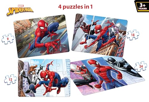 Image of Frank Spider-Man 4 Puzzles in 1 | Set of 4 Jigsaw Puzzles, 63 Pieces Each | Fun and Challenging Brain Booster Games for Kids Age 3, 4, 5 and Above | Puzzle for Focus, Memory, and Gifts for Kids