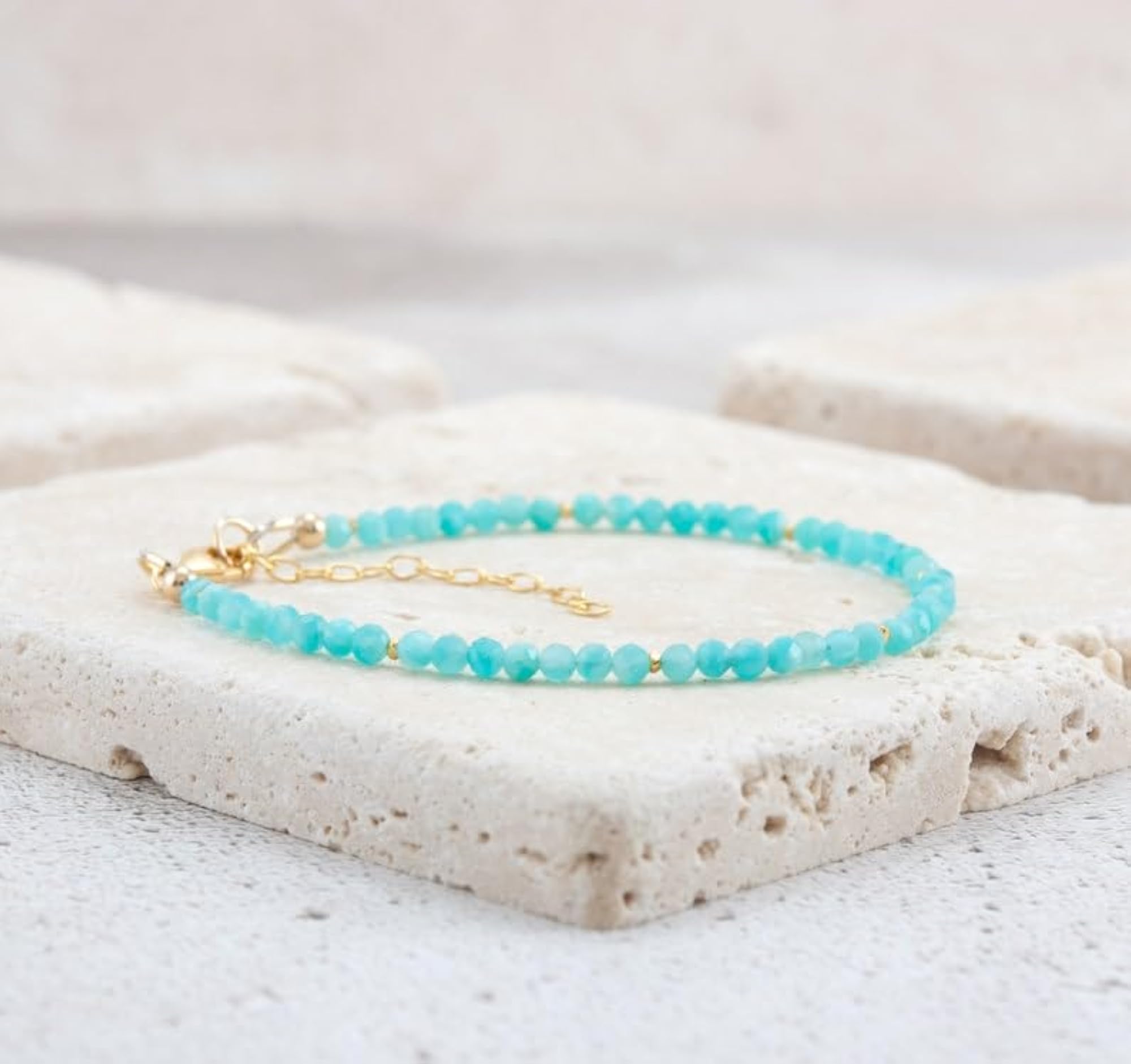 Amazonite Bracelet for Men & Women, 3mm Blue Beads