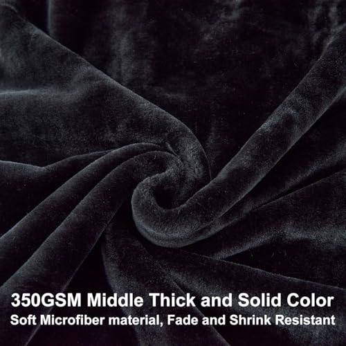 Image of JYK Fleece Plush Blanket 4.4 LB, 1 Ply, Korean Mink Blanket King 85 inch x 95 inch - Super Soft and Warm, Lightweight and Cozy Fuzzy Solid Color Fleece Blanket for Bed, Black