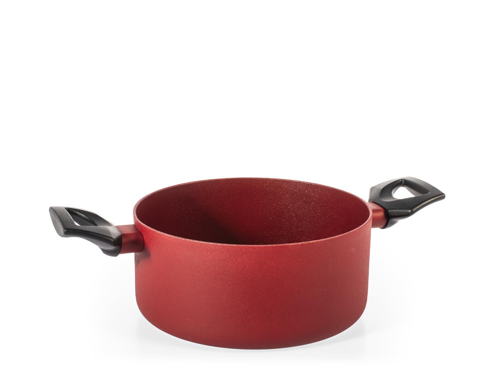 H&H Absolute Red 20 cm Aluminium Saucepan with 2 Handles – Non-Stick Pfluon Coating, Induction Base, Rough Surface for Uniform Cooking