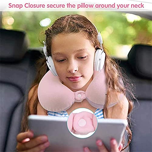 Image of DC DECORIO Kids Travel Pillow,Unicorn Fiber with,U-Shaped Airplane, Car Flight Head Neck Support Pillow for Adults Toddler Children,Boys,Girls (Pink)