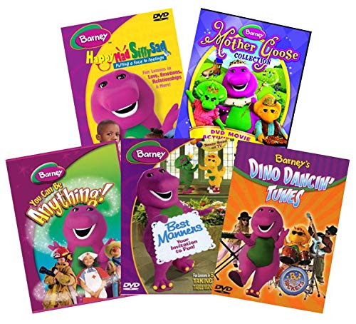 Amazon Com Ultimate Barney 5 Movie Learning Dvd Cd You Can Be Anything Best Manners Dino Dancin Tunes Happy Mad Silly Sad Mother Goose Collection Pbs Kids Educational Set Varius Varius Movies Tv
