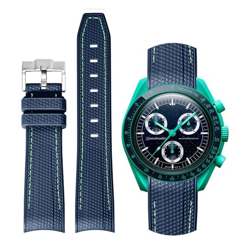 Image of BONACE Bands for Moonswatch Watch,Curved SIlicone Strap Compatible with Omega X Swatch 20mm Watch,Swatch Omega Moonswatch Speedmaster Replacement No Gap Strap Men Women