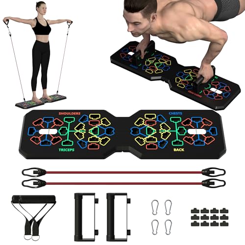 liegestützbrett | Push Up Board | multifunktionale Liegestützgriffe | Faltbare Liegestützständer | Kärpertraining Fitnessstudio Workout| mit Elastisches Trainingsseil
