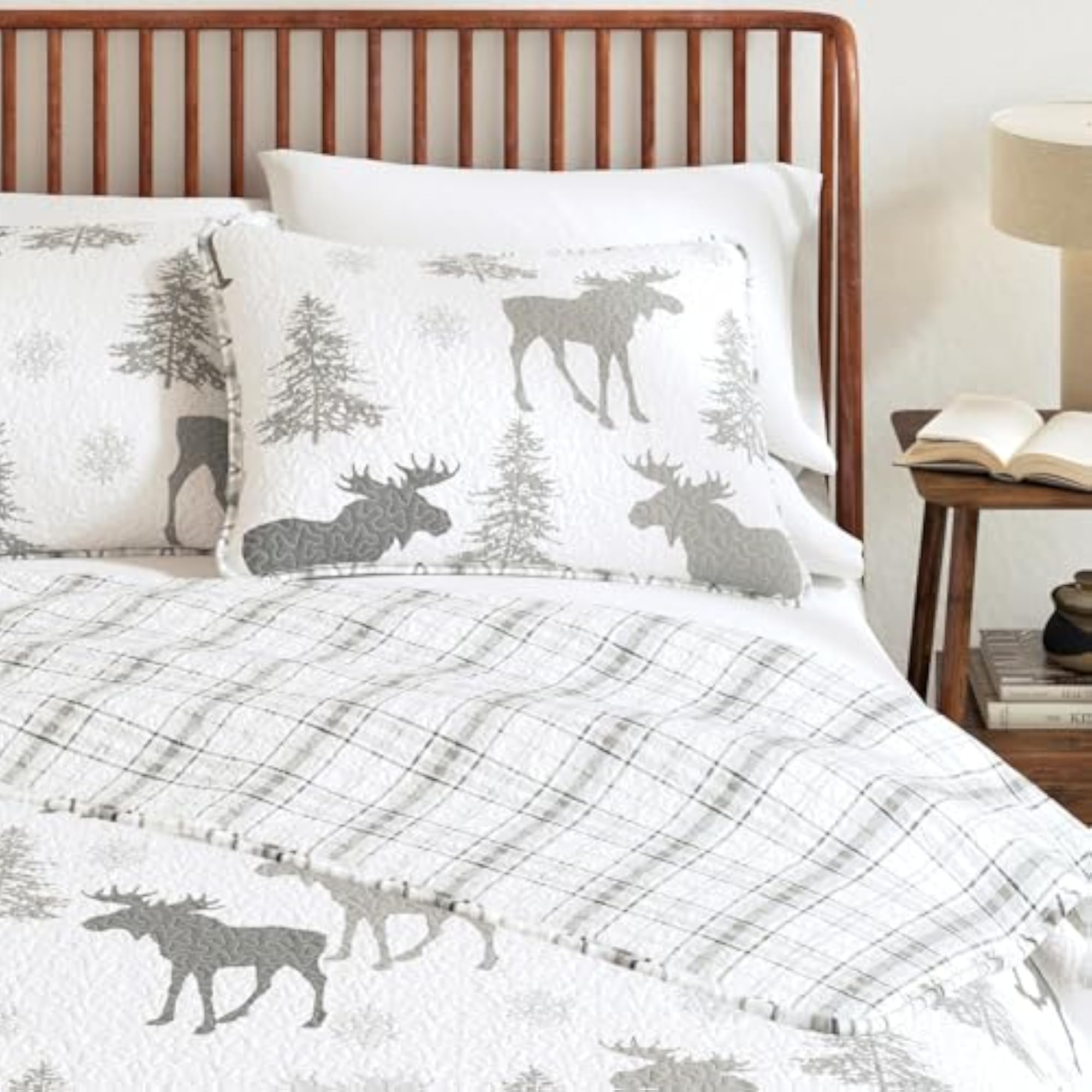 Lodge Bedspread Twin Size Quilt with 1 Sham