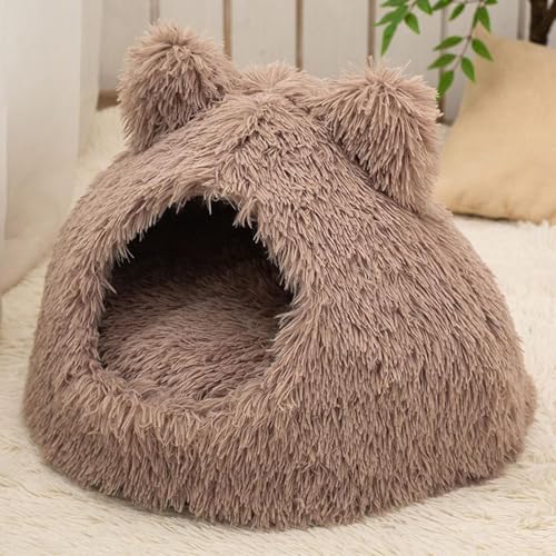 Lit chauffant pour chats et maison semi-fermée d'intérieur