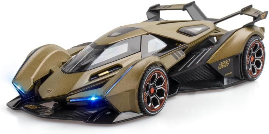 Image of Alokik Enterprise 1:22 Lamborghini V12 Vision Gran Turismo Diecast Metal Pull Back Car with Openable Doors with Sound and Light Toy Decoration car Best Gift Toys for Kids 【Color As Per Stock】