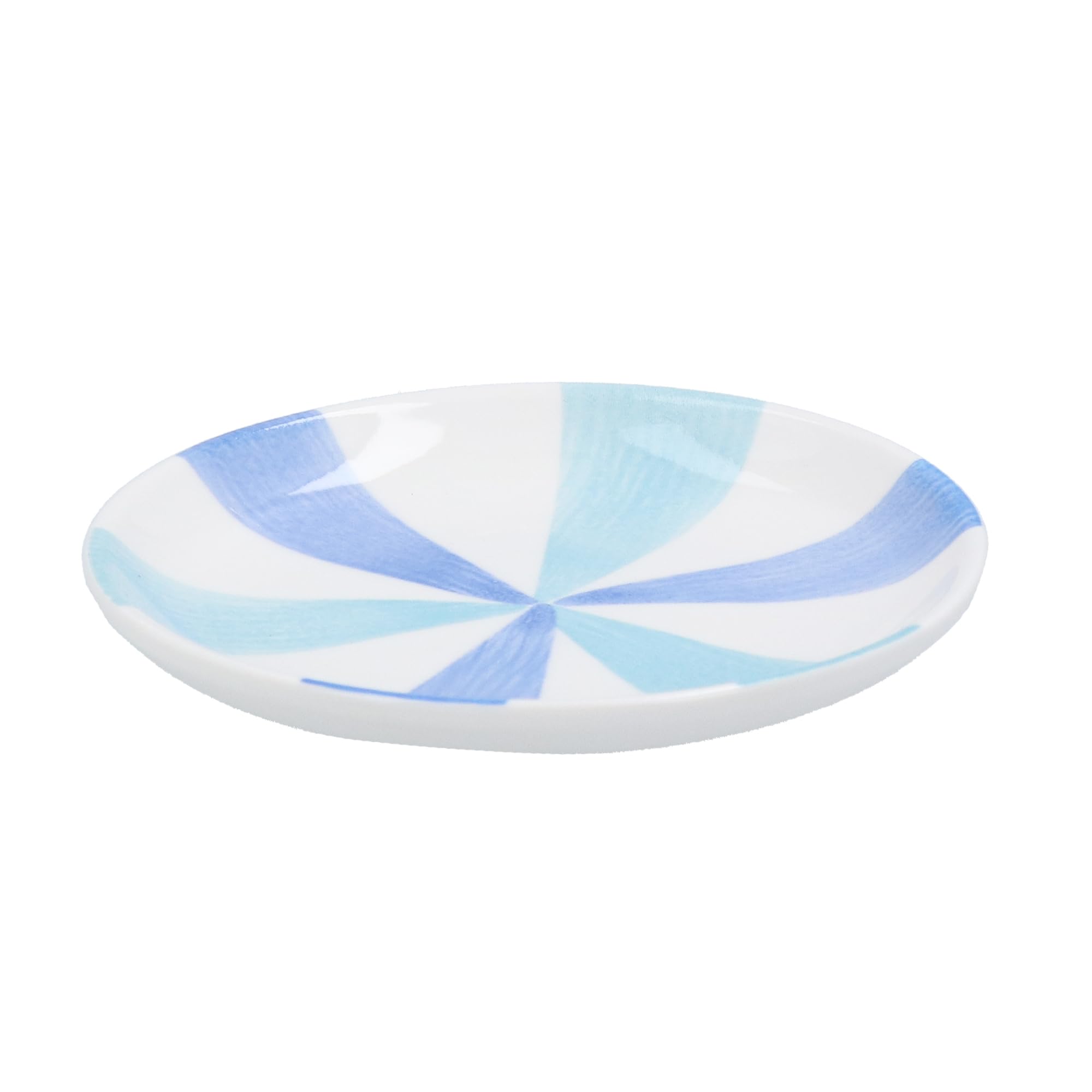Gisela Graham Blue Mix Stripe Trinket Dish, Round, Porcelain, 10cm