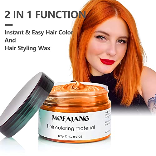 Image of Orange Temporary Hair Dye Wax Natural Instant Hair Color Wax Pomades 4.23 oz,Hair Styling Clay for Party, Cosplay, Halloween,Christmas