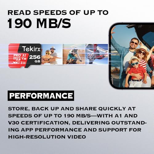 Image of 256GB Micro SD Memory Cards, SD Card,UHD Video for GoPro,Action Camera,4K Camera Pro,Smartphone,MicroSDXC Memory Card UHS-I U3 A1 V30