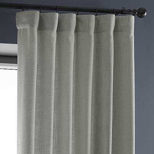 Image of HPD Half Price Drapes Heavy Faux Linen Light Filtering Curtains for Bedroom 96 Inches Long (1 Panel) - Rod Pocket Curtains for Living Room - Window Curtains Home Decor - 50 X 96, Ash Grey