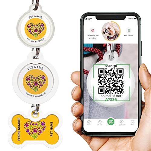 Dog Tags Personalized For Pets - Dog Tag With Qr Link To Online Profile - Dog Tags Engraved For Pets - Dog Name Tag And Cat Name Tag For Your Pet - Funny Dog Tags - Custom Dog Tags - Dog Accessories