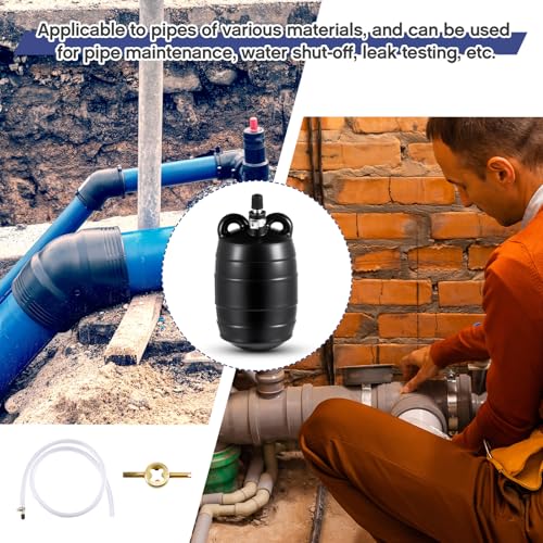 Image of Glooglitter 3 Inch Inflatable Pipe Plug Sewer Test Plug Rubber Plumbing Test Balloon Ball for Sewage Pipeline Inspection (with 39.37 Plastic Extension Hose)