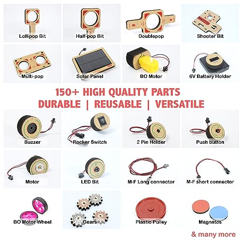 Image of ButterflyEdufields 70+ Science Experiment kit for Kids ages 8 10 12 Years, DIY Electronics Robotics Kit, Best Educational Birthday Gift toys for boy -Cars Gun Shooters Model Building Construction Toys