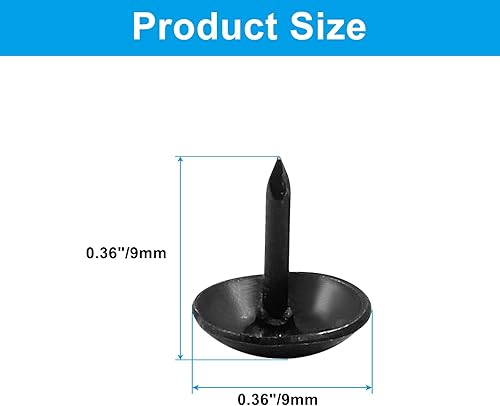 Miniatura 5 de Hitefu 200 tachuelas de tapicería negras para muebles tapizados, tablero de corcho, sofá, proyectos de bricolaje o decoración del hogar, tachuelas