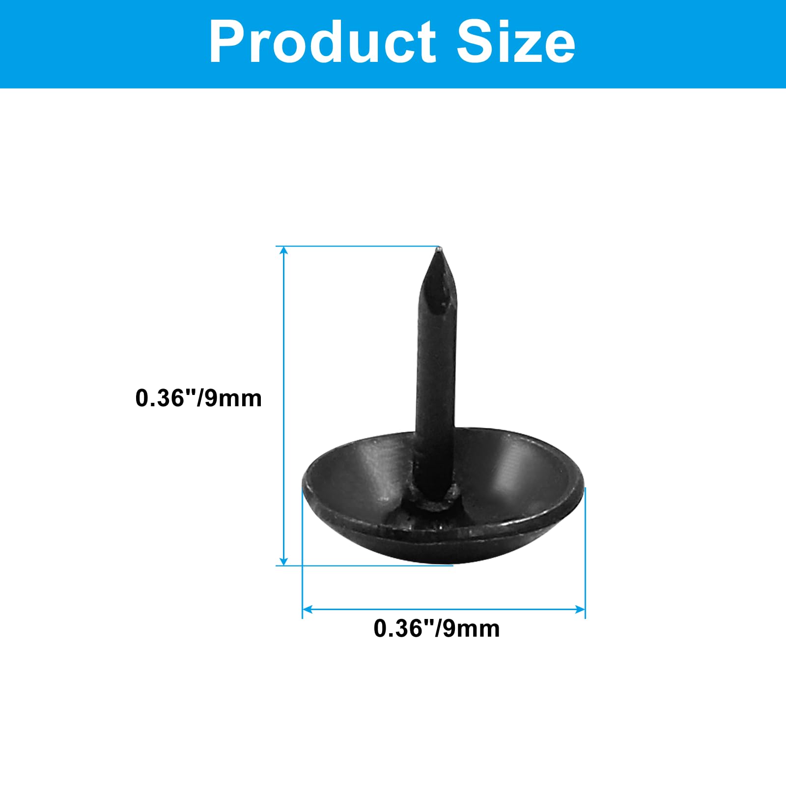 KALLORY 200-Pack Black Upholstery Tacks – 5x17mm Round Head Decorative Nails For Sofa, Chair, And Wood DIY