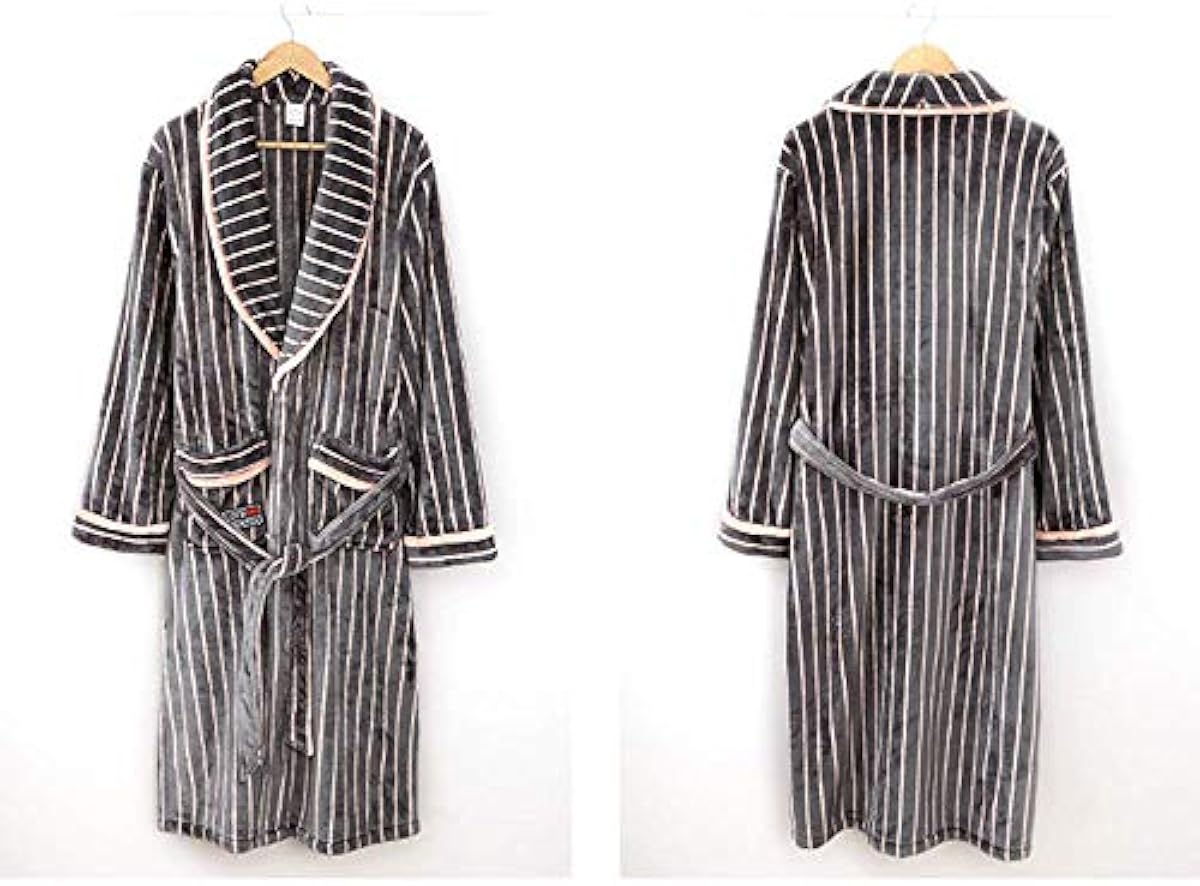 S Ting 浴衣 メンズナイトガウン男性冬の太いストライプ大人フランネル冬のメンズバスローブパジャマワンピース秋と冬モデルホームウエア Xl Size Click To Select Xxxl 服 ファッション小物 Filmfaremiddleeast