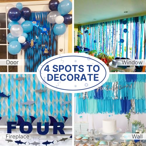 PartyWoo 6 rolos de papel crepe, 150 m, pacote de serpentinas azuis de papel crepe, decorações de fe