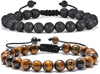 Tiger Eye Women Mens Bracelet - 8mm Tiger Eye Lava Rock Stone Mens