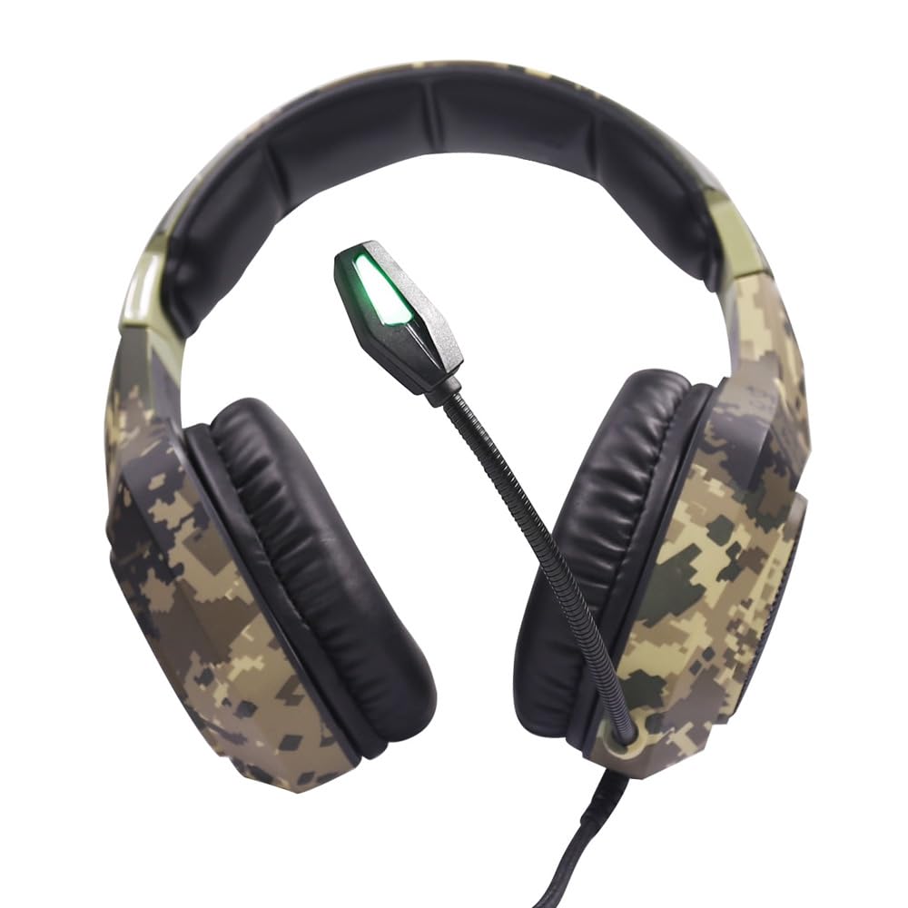 Cuffie Gaming con Microfono, Stereo 2.0, Jack 3,5mm + USB, LED RGB, Cavo 2,20m