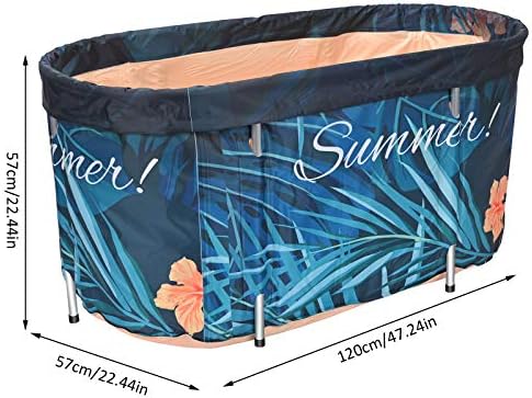 HUKOER Portable Bathtub Adult 120x57x57cm,2 Drainage Holes Large Soaking Baths Adult with Tub Cover,Foldable Bathtub Adult for Student Children Home (10 Bath Bags)