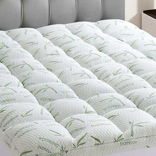4 Inch Mattress Topper Full Size Memory Foam Bamboo Pillow Top Back Pain | Breathable Hypoallergenic Oeko-TEX Certified Deep Pocket 21 Inch Fits Twin Full Queen King Machine Washable - image 1
