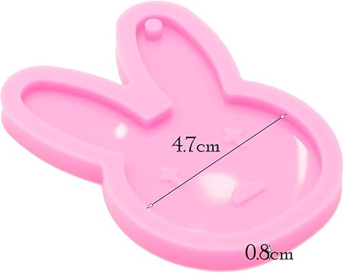 Miniatura 2 de Moldes de silicona para llavero con forma de cabeza de conejo súper brillante, moldes de resina para bricolaje, moldes de arcilla polimérica con