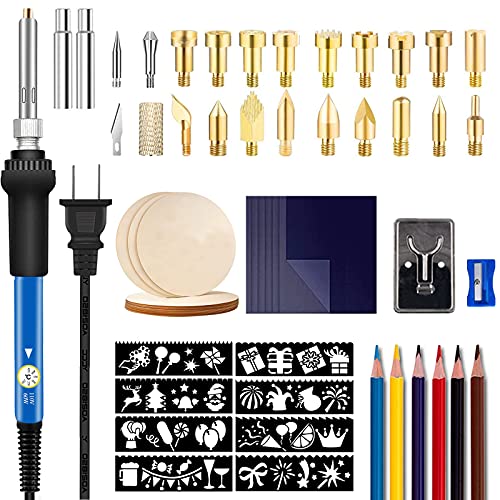 62Pcs Wood Burning Kit for Beginners, Adjustable Professional Wood Burner Pen Tool and Accessories, woodburning Embossing Carving