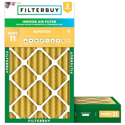 Filterbuy 16x24x4 Air Filter MERV 11 Superior Pet & Allergy Defense (2-Pack) Electrostatic Pleated HVAC AC Furnace Filters Replacement Made in USA (Actual Size: 15.38 x 23.38 x 3.63)