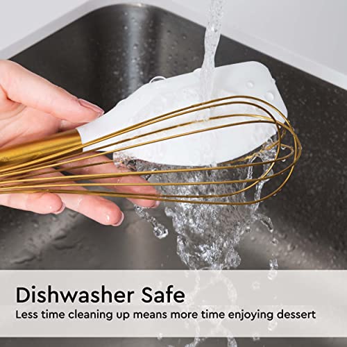 Gold Kitchen Utensils Set – 7-Piece White Silicone Cooking Tools with Gold Utensil Holder – Luxury Kitchen Accessories for Stylish Cooking and Serving, Ideal for Gifting - Image 6