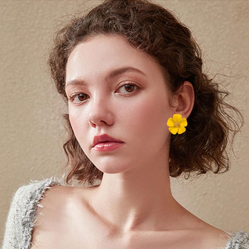 Coadipress Boho Flower Stud Earrings for Women - Unique Colorful Daisy Shaped Earrings - Bohemian Chic Statement Floral Jewelry Gift2