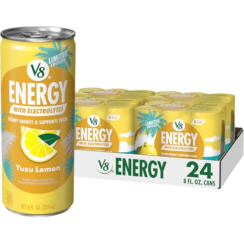 Image of V8 Energy Yuzu Lemon Energy Drink, 8 fl oz Can, 6 pack (Case of 4)