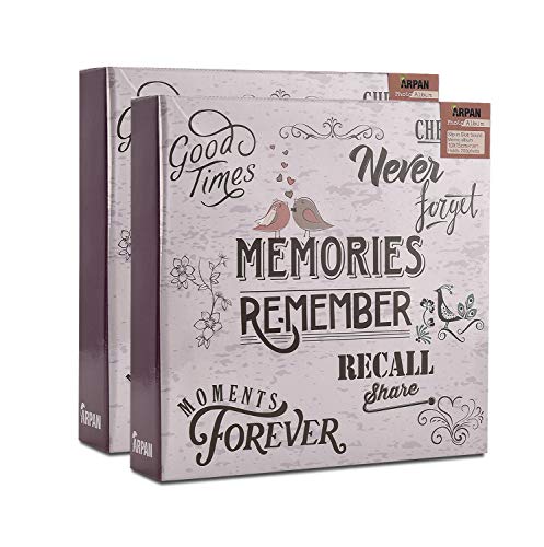 ARPAN 2 x Picture Photo Album 4x6/10x15cm for 200 Photos – Holiday & Memories, Slip In Photo Album 6x4 200 Photos, Prom Photo, 30th Birthday with Memo Area