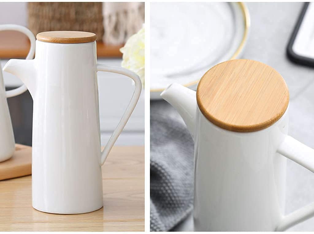 Set dispenser per olio e aceto in ceramica, bottiglia bianca per olio d'oliva, aceto con salsa di soia, oliera da cucina, aceto, contenitore moderno per olio e aceto, per cucinare e mangiare