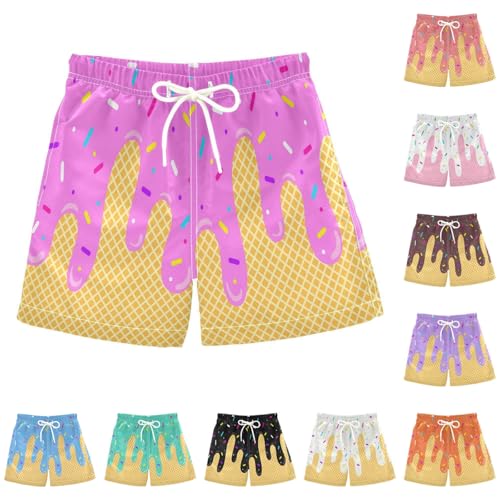 Ice Cream Shorts Boys Summer Cute Preppy Ice Cream Drip Baseball Lifestyle 101 Shorts Elastic Waist Active Track Short Pants