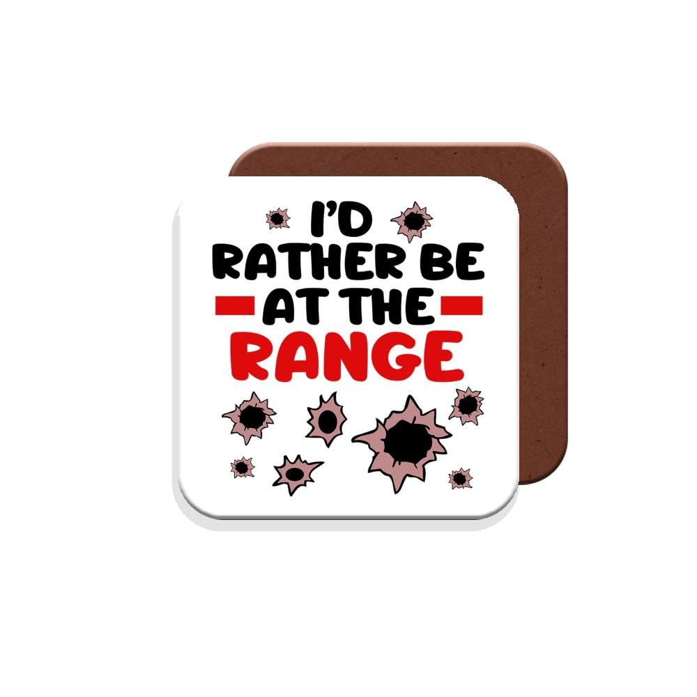 Muggz Coaster Gift For Shooting Enthusiast - I'd Rather Be At The Range. - Giftset - Made By In The Uk