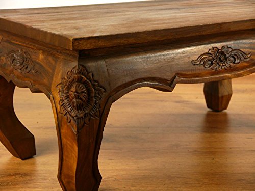 livasia Opiumtisch, Couchtisch 80x40cm mit Schnitzerei, Beistelltisch, Sofatisch (braun) – Bild 3