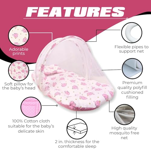 Image of Mommers Infants Mosquito Net Breathable Netting for Safe Sleep and Insect Protection I Pink