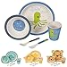 BIOZOYG Set vajilla Infantil de bambú sin bpa 5 Piezas I Motivo Pulpo I Servicio de Mesa cubertería para niños Tazón Vaso de Beber Plato para niños I Reciclaje de Material Natural