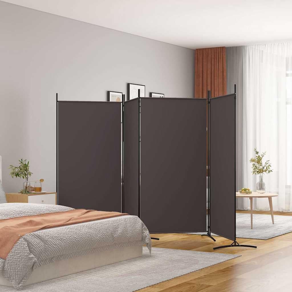 Paravento divisorio marrone in tessuto, 346 x 180 cm, pieghevole e autoportante, per soggiorno, camera da letto, ufficio, traspirante e versatile, 4 pezzi