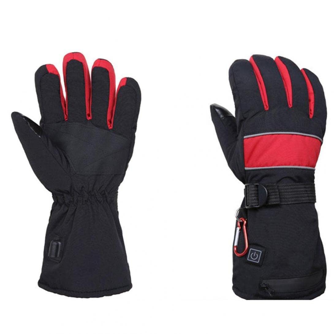 CHEWYNP Guanti da Sci riscaldati Guanti riscaldati Caldi Guanti Touch Screen Ricaricabili con Dita Intere con Caricabatterie Batteria per Sci Invernale Pattinaggio Neve Campeggio Escursion