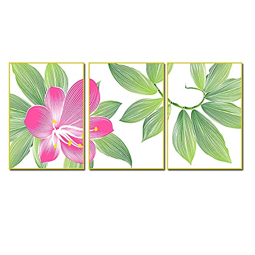 Affiche de plante fleur pour salon | Décoration murale verte 3 pièces 50x70cm