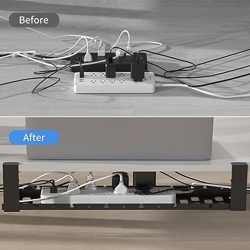 Bandeja porta cable extensible de 79 cm para debajo del escritorio, bandeja metálica para gestión de cables con abrazadera, soporte extensible para cables y regletas de alimentación miniatura 2