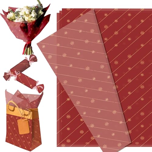50 Sheet Christmas Tissue Paper Red Gift Wrapping Paper Art Craft Decorative for DIY Xmas New Year Party Decor Supplies