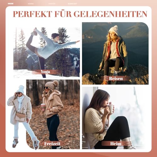 HLTPRO Thermo Leggings Damen Gefüttert Im Winter, High Waist Thermoleggings Warm Thermohose Blickdicht Strumpfhose Für Sport(Schwarz,L/XL)
