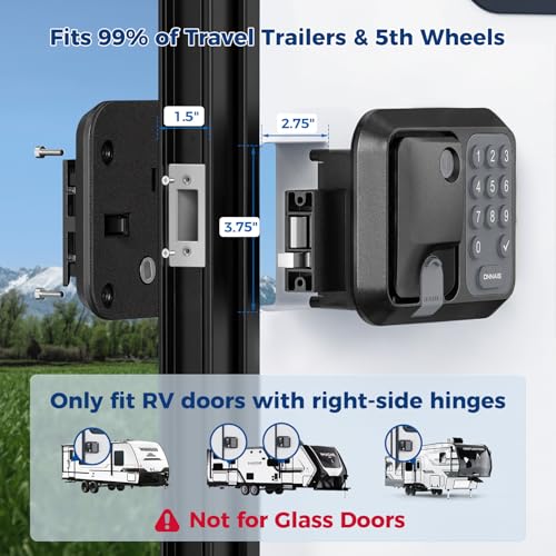 Image of ONNAIS RV Door Lock Replacement - Full Metal Keyless Entry, 10-Digit Keypad, Dual-Door Remote, Backup Key, RV Essential, Ideal Gift for RV Owners