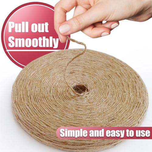 Image of PerkHomy 1800 Feet Natural Jute Twine Long Twine String for Crafts Gift Wrapping Packing Gardening Crochet Knitting Macrame Decor (Brown 600feet Flat) (Pack of 3)