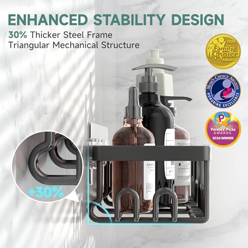 Image of Veken Shower Caddy 6-Pack, Advanced Rustproof Design, No Drilling Adhesive Shelves, Rack with Soap Holder, Large Capacity Bathroom Organizers and Storage, Wall-Mounted Kitchen & Home Decor
